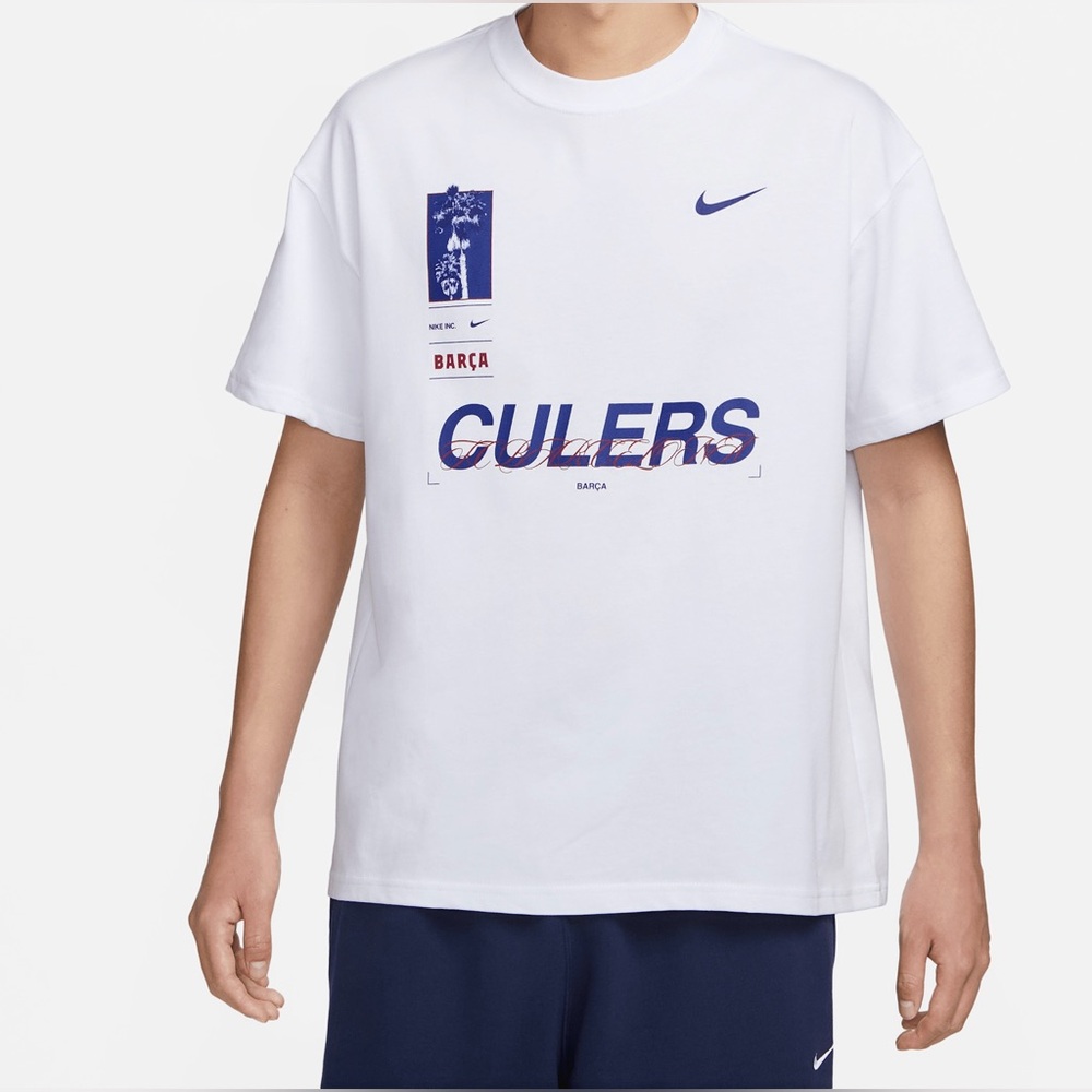 Nike [XL] F.C. Barcelona Max90 Graphic Men's Football T-Shirt White FD1094-100